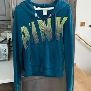 Dark Teal PINK Brand Zip Up Sweatshirt